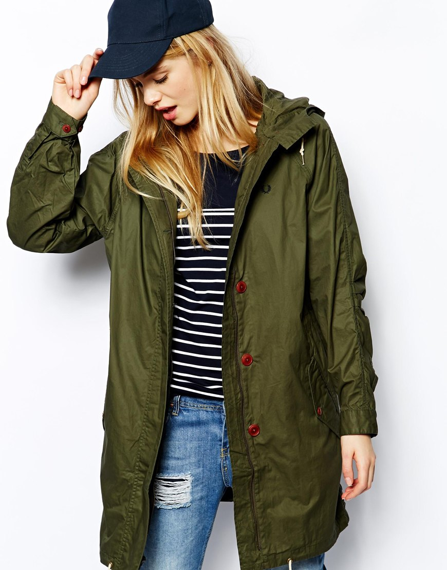 Fred Perry Parka in Green - Lyst