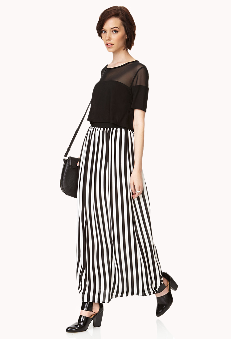 Lyst Forever 21 Darling Striped Maxi Skirt in Black