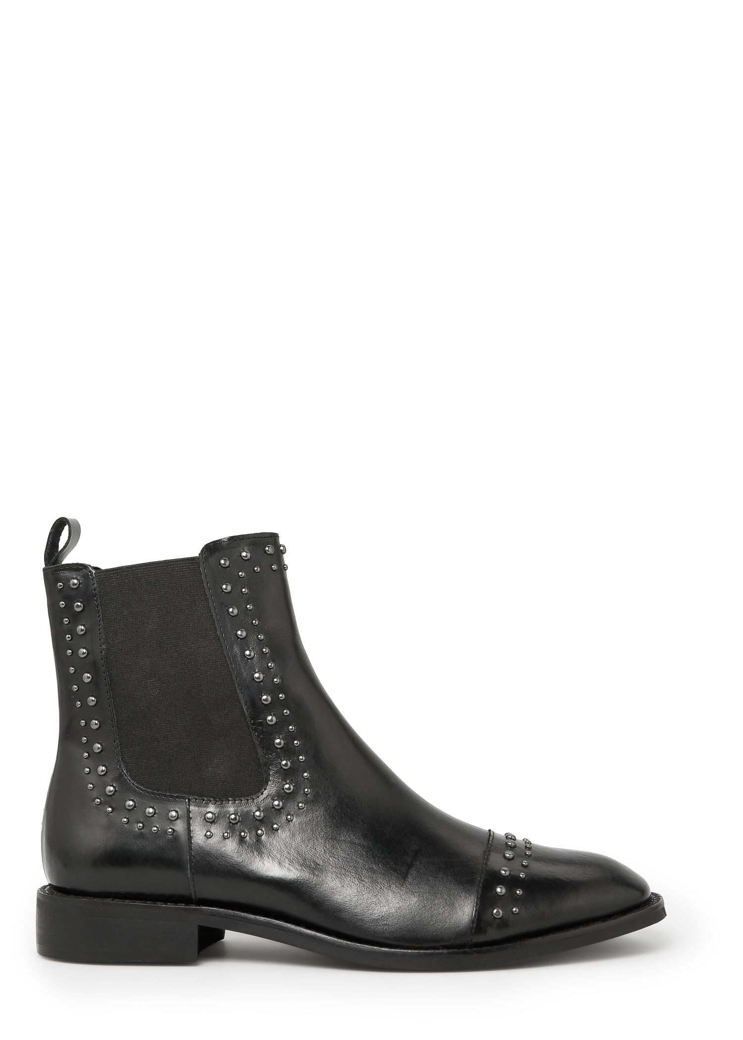 black leather studded ankle boots