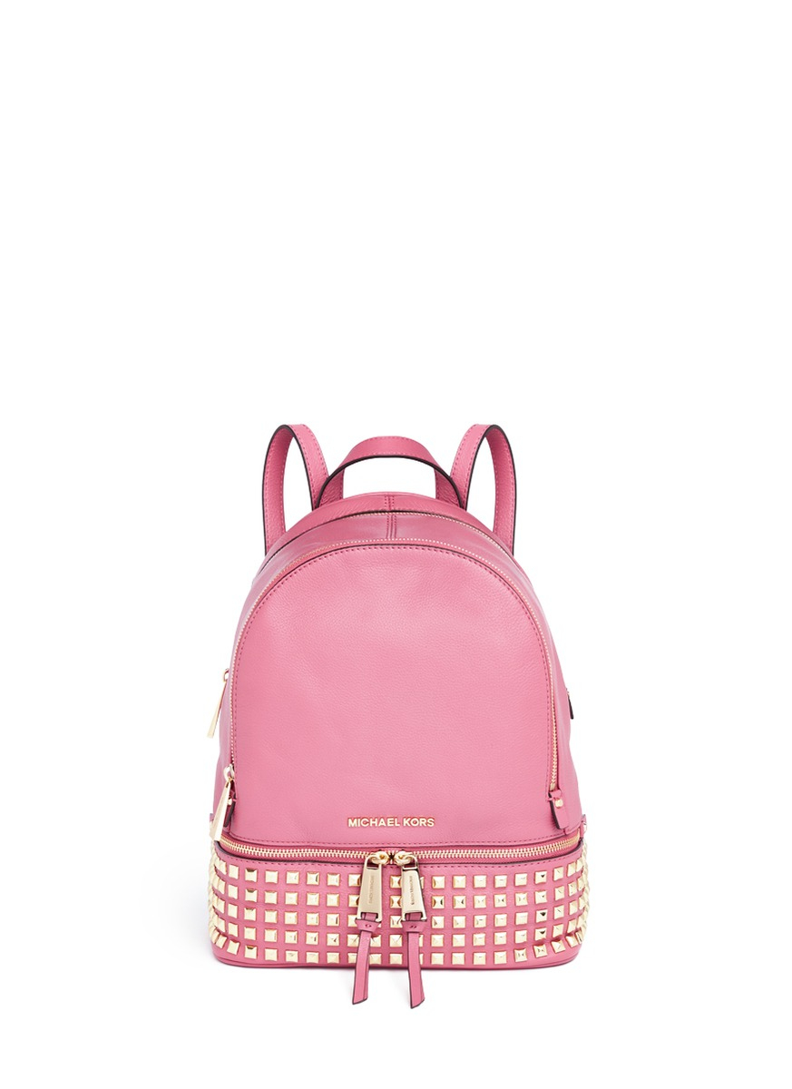 Lyst - Michael Kors &#39;rhea&#39; Small Stud Leather Backpack in Pink