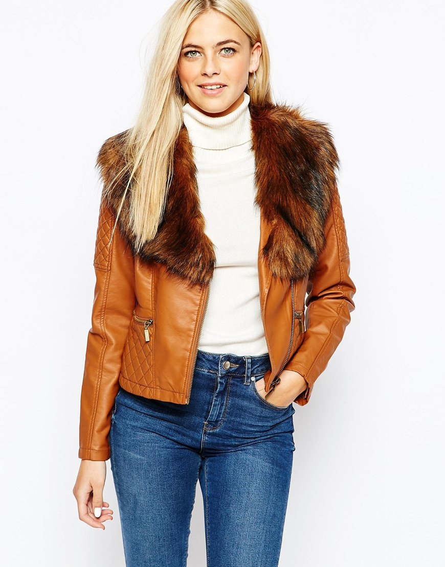 tan coat with fur collar