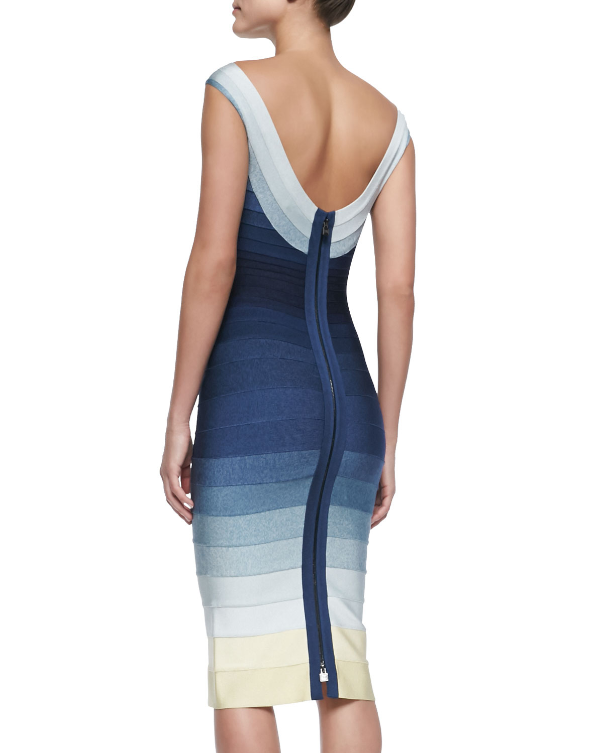 herve leger blue ombre bandage dress