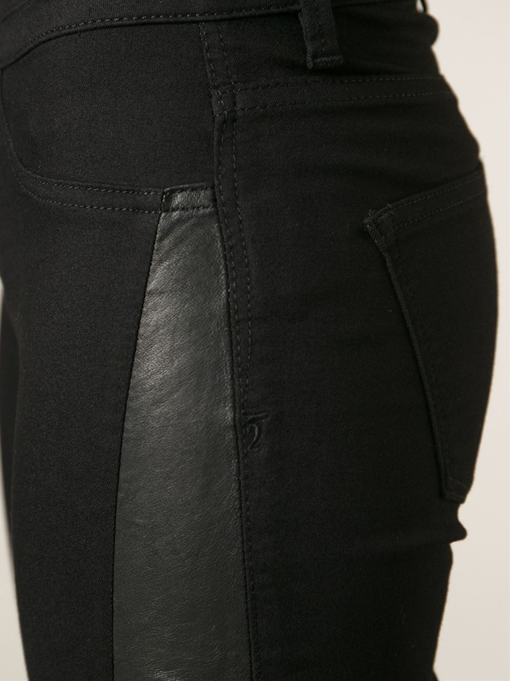 2nd Day Jolie Leather Panel Jeans in Black - Lyst