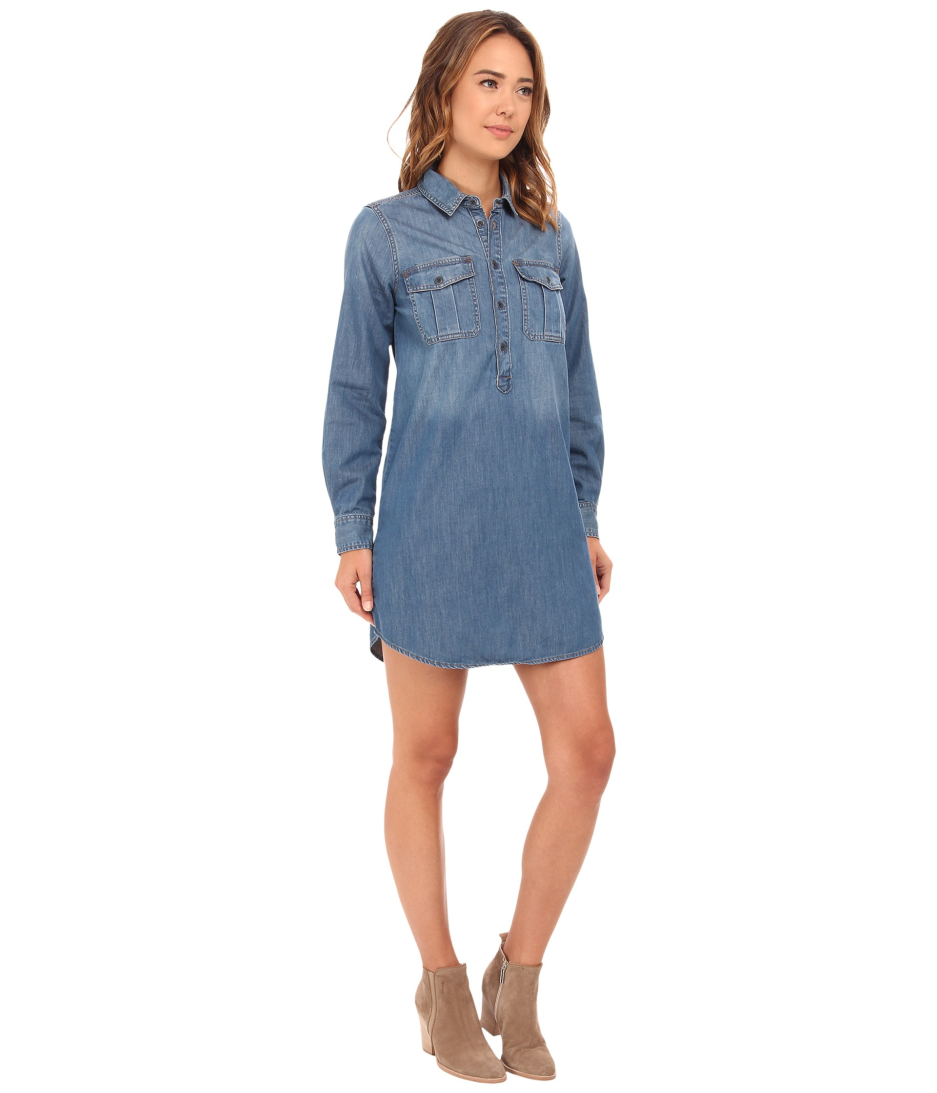 Lucky Brand Women/'s Popover Shirt Dress