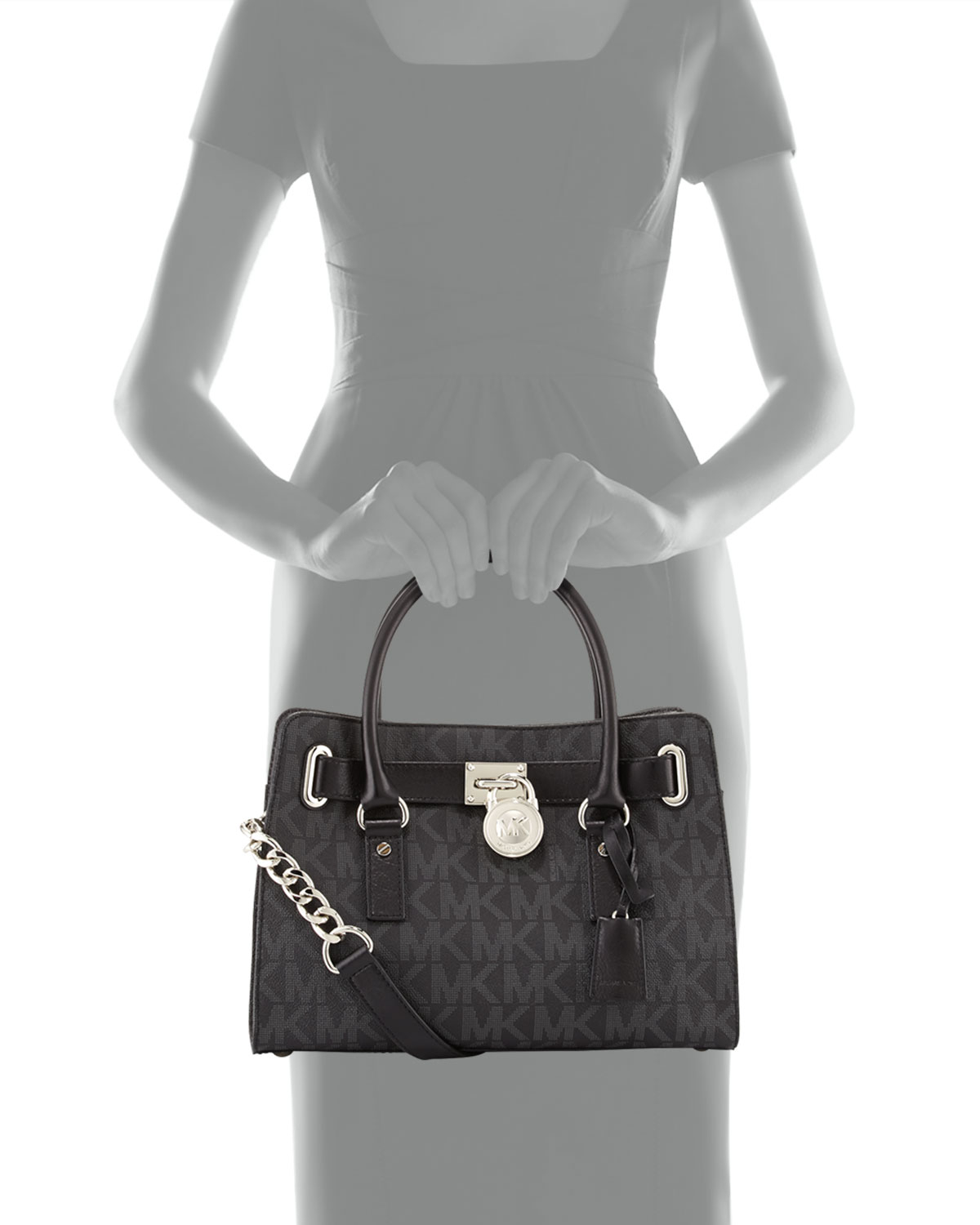 Michael michael kors Hamilton Mk Logo Satchel Bag in Black Lyst