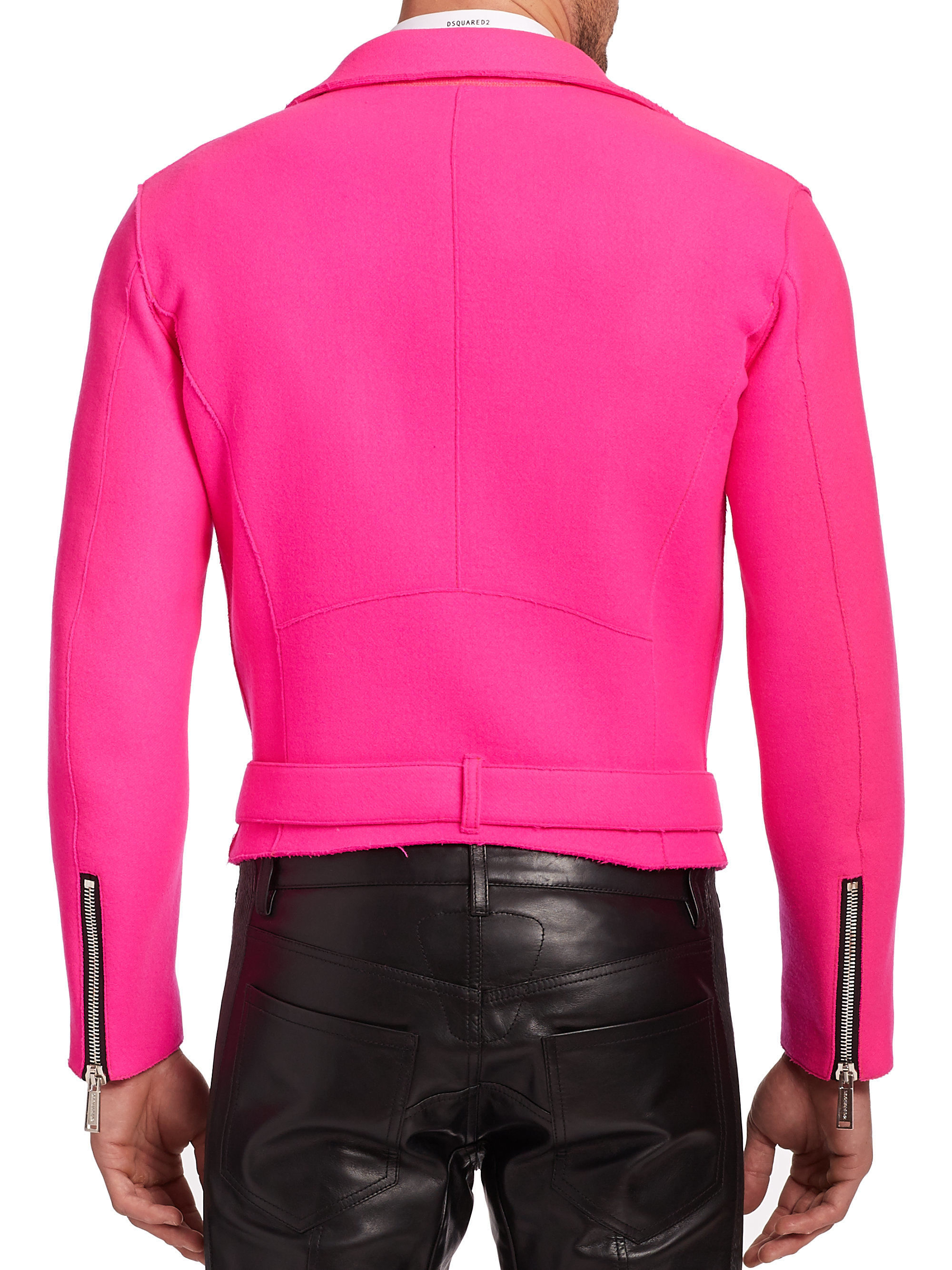 DSquared² Wool Moto Jacket in Fuschia (Pink) for Men - Lyst