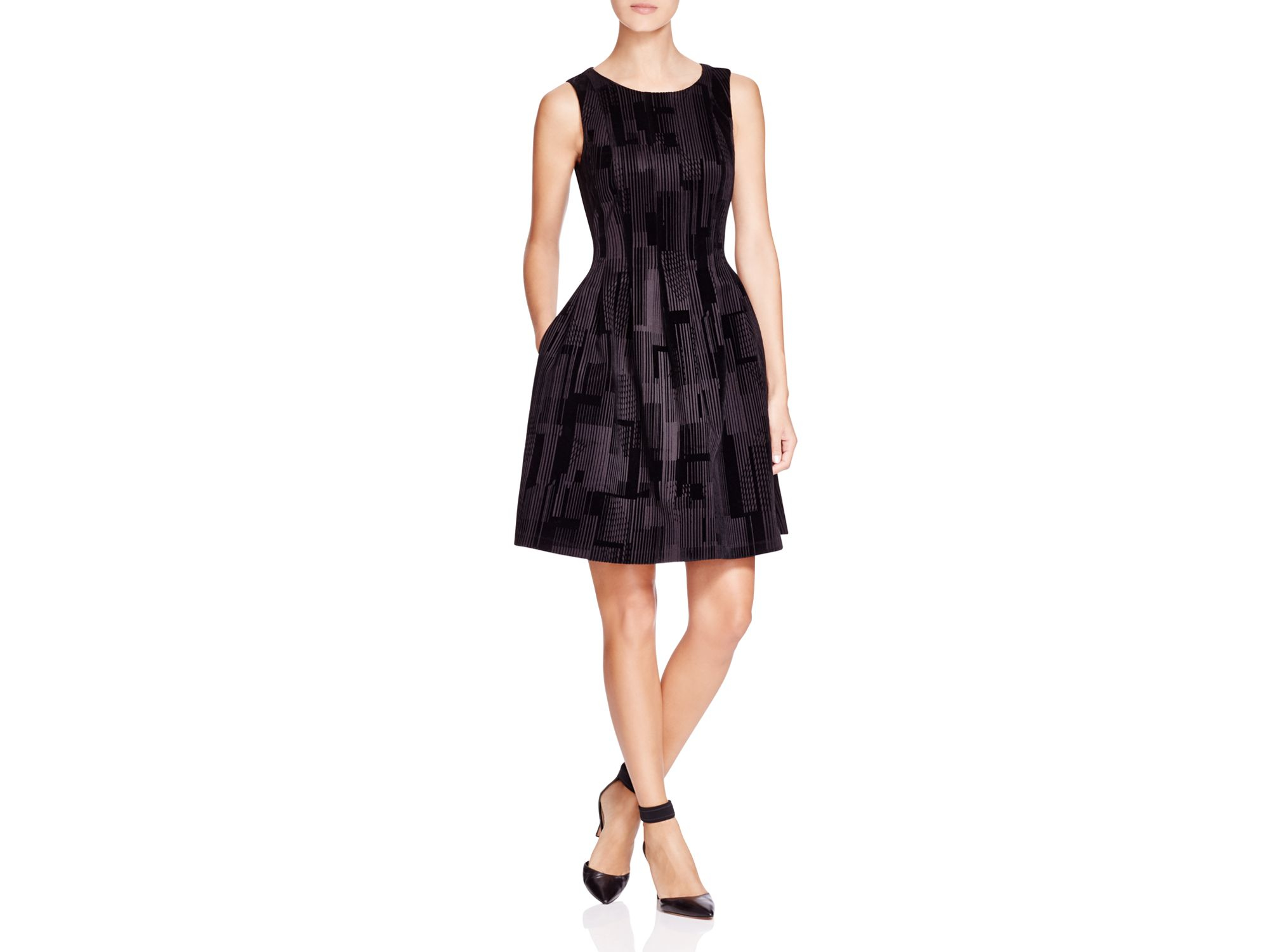 calvin klein embroidered fit & flare dress