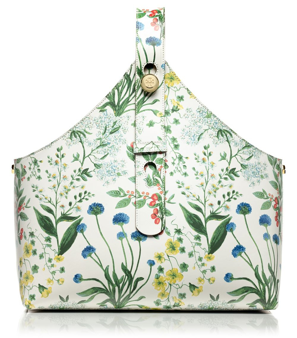 Tory burch Printed Garden Tote in Green | Lyst