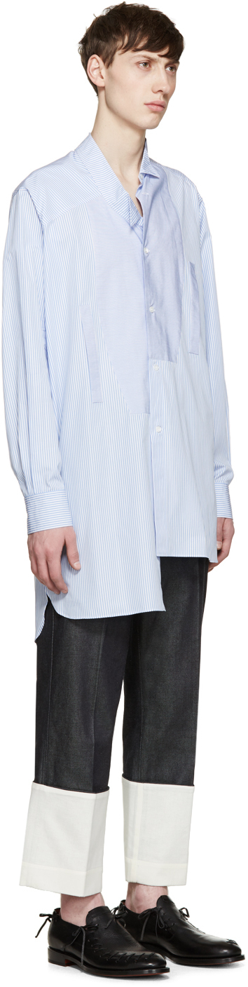 Loewe Blue & White Striped Asymmetric Shirt for Men | Lyst