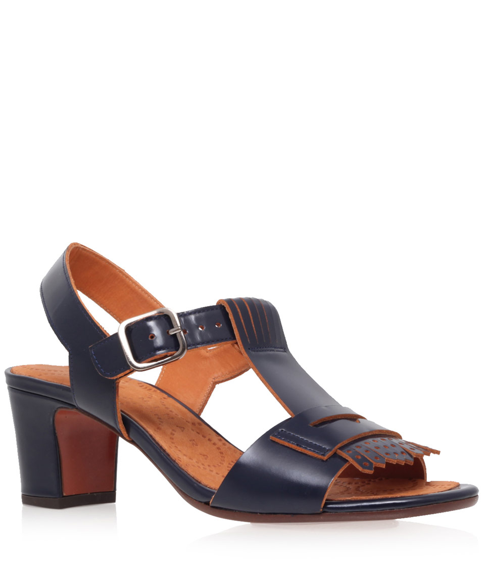 Chie Mihara Navy Temoti Mid Heel Sandals in Blue - Lyst