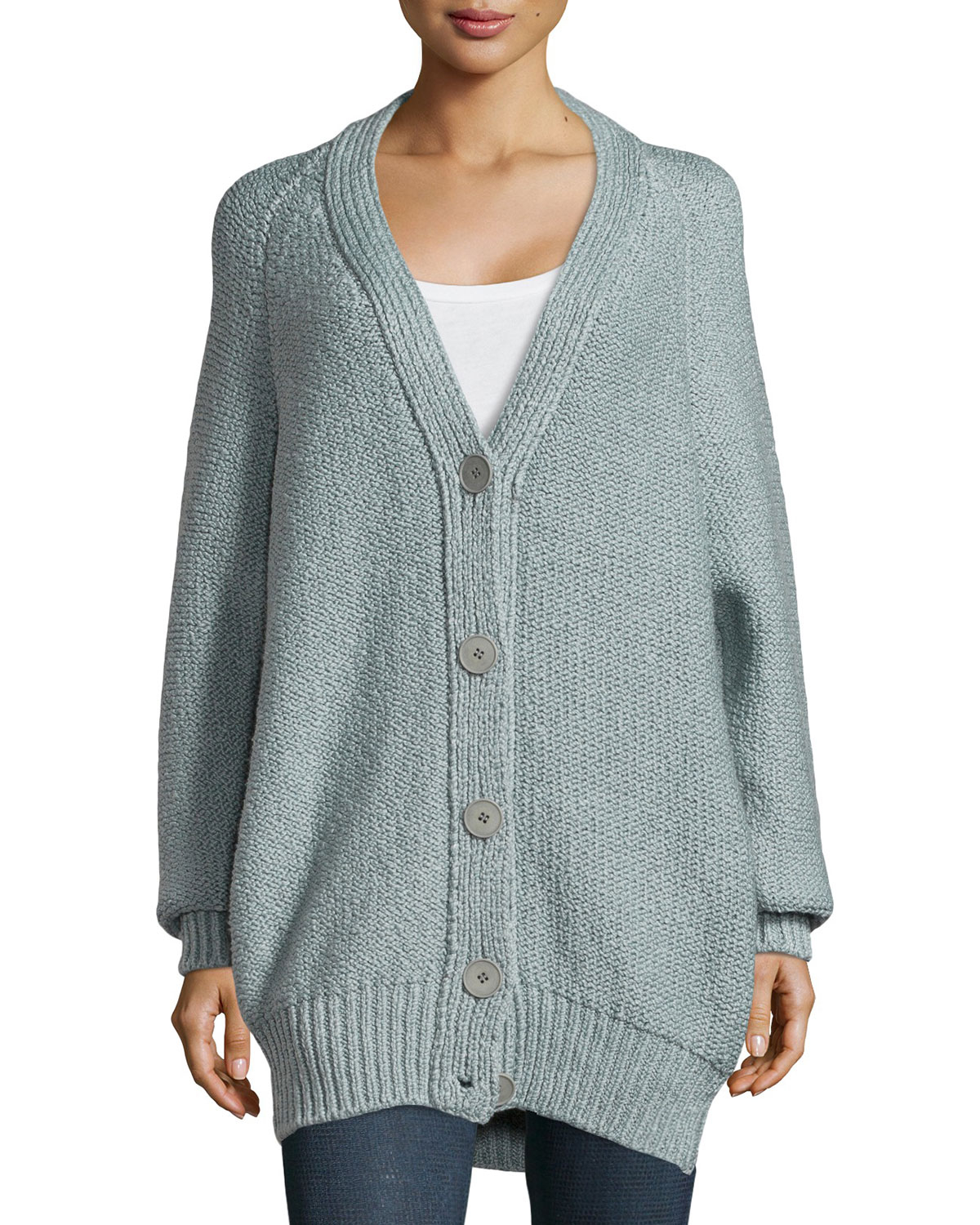 Stella mccartney Oversized Cotton Cardigan Sweater in Gray | Lyst