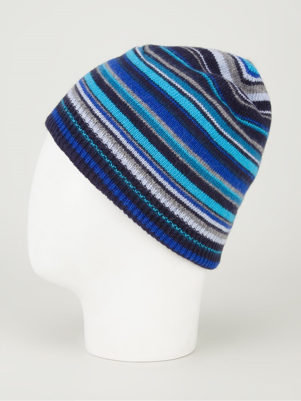 Paul Smith Striped Beanie Hat in Blue 