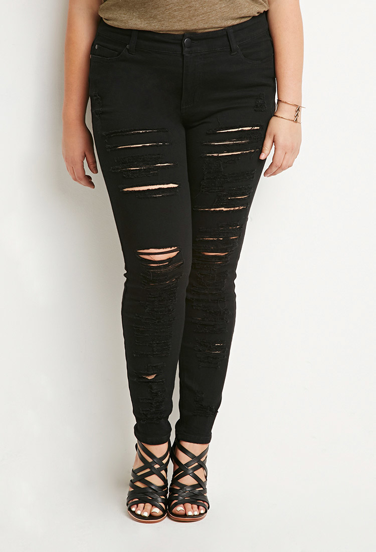 forever 21 plus size distressed jeans