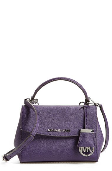 MICHAEL Michael Kors 'extra Small Ava' Leather Crossbody Bag - Purple - Lyst