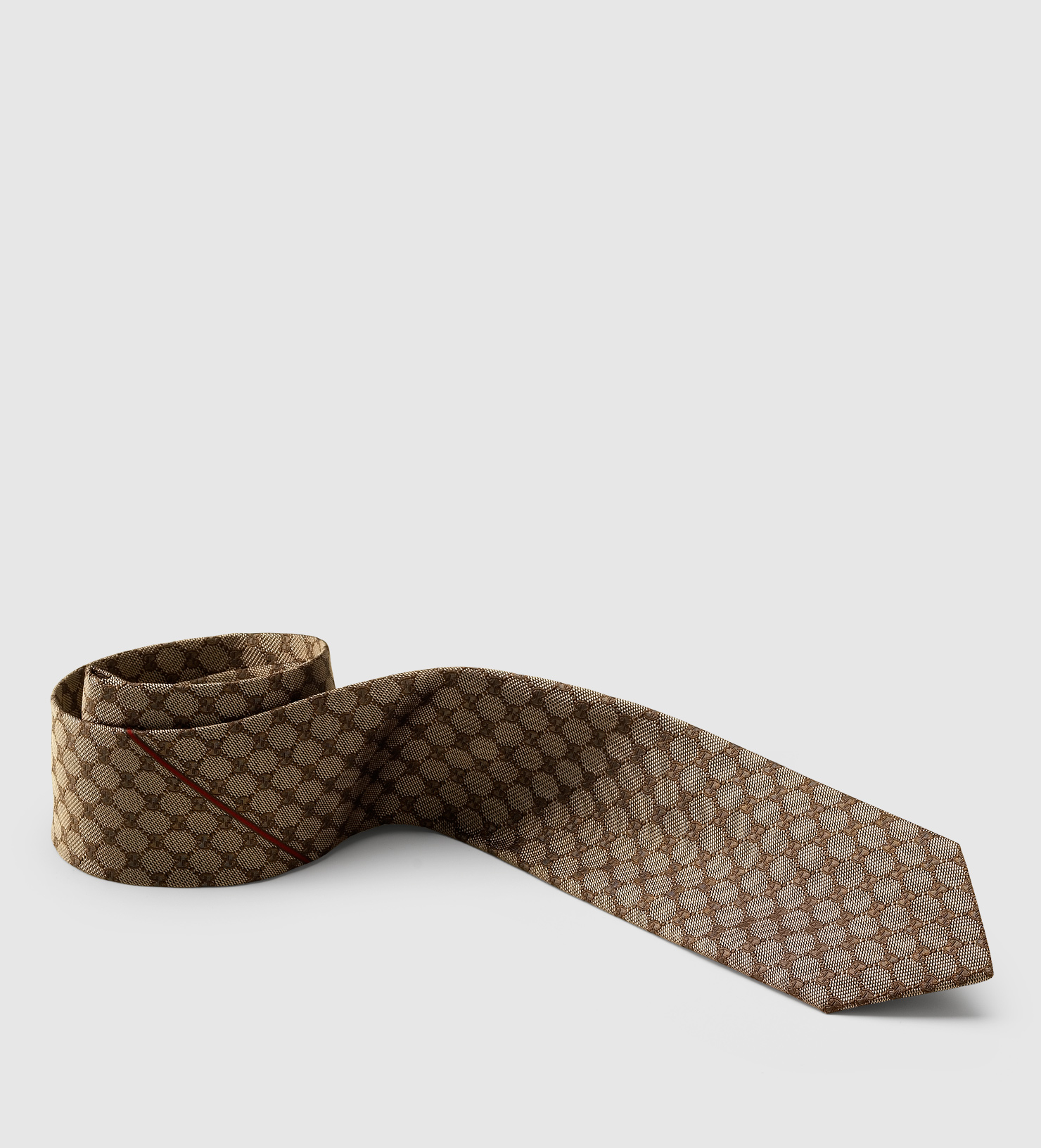 Gucci Gg Pattern Tie With  Detail in Brown for Men Lyst