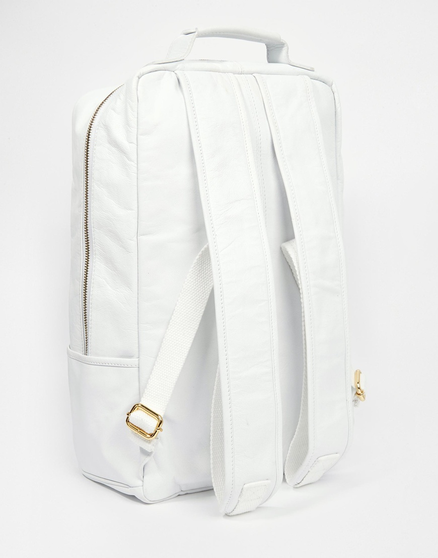 ASOS Smart Leather Backpack In White for Men - Lyst