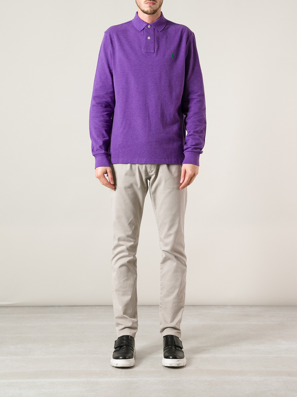 Polo Ralph Lauren Long Sleeve Polo Shirt in Purple for Men | Lyst