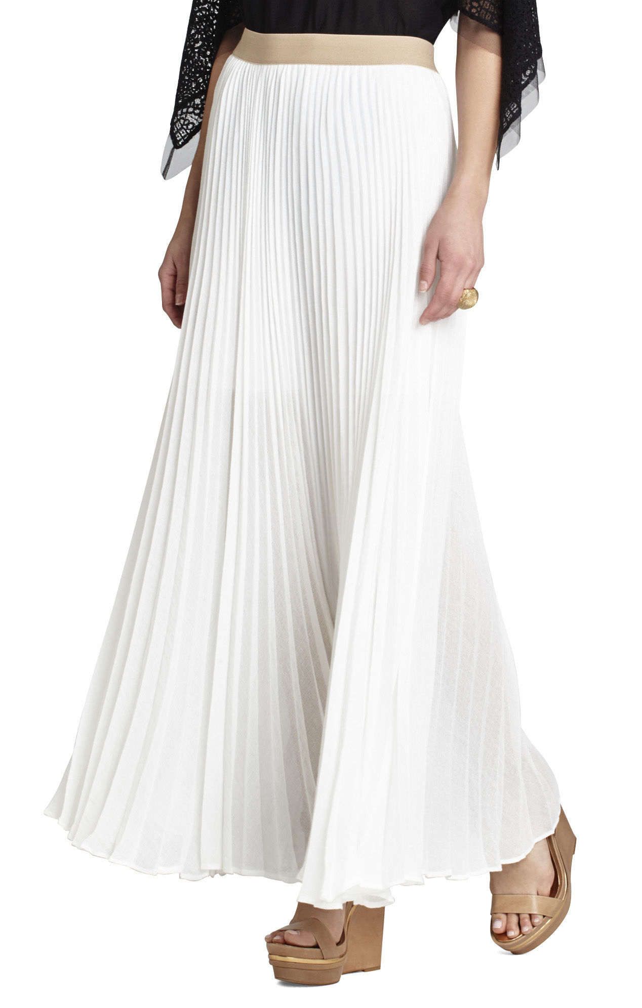 Lyst - Bcbgmaxazria Esten Sunburst Pleated Maxi Skirt in White