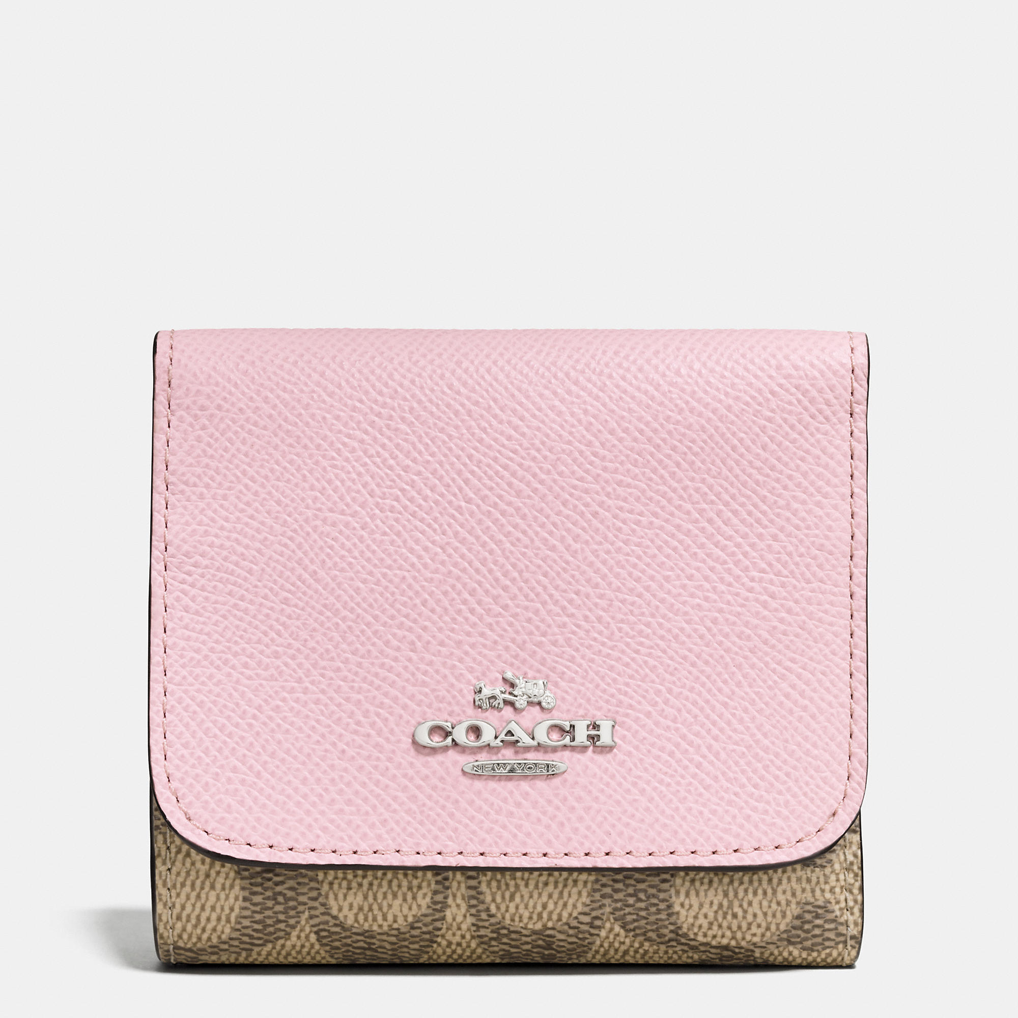 COACH Small Wallet In Colorblock Signature Coated Canvas in Natural - Lyst