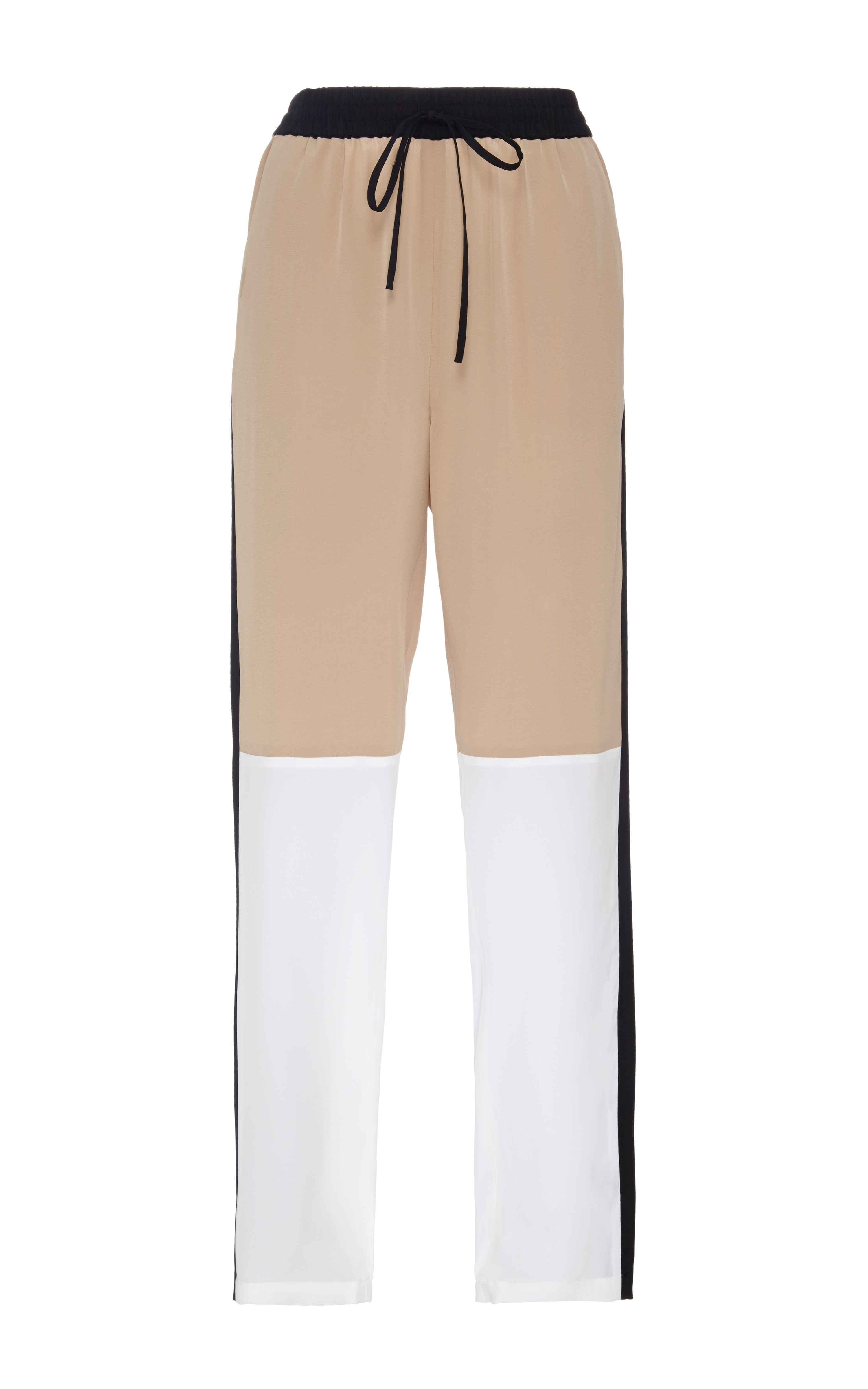 Tibi ColorBlock Silk Track Pants in Natural Lyst