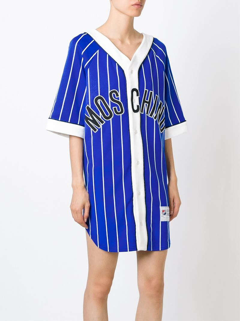 Moschino Baseball Shirt Dress in Blue | Lyst