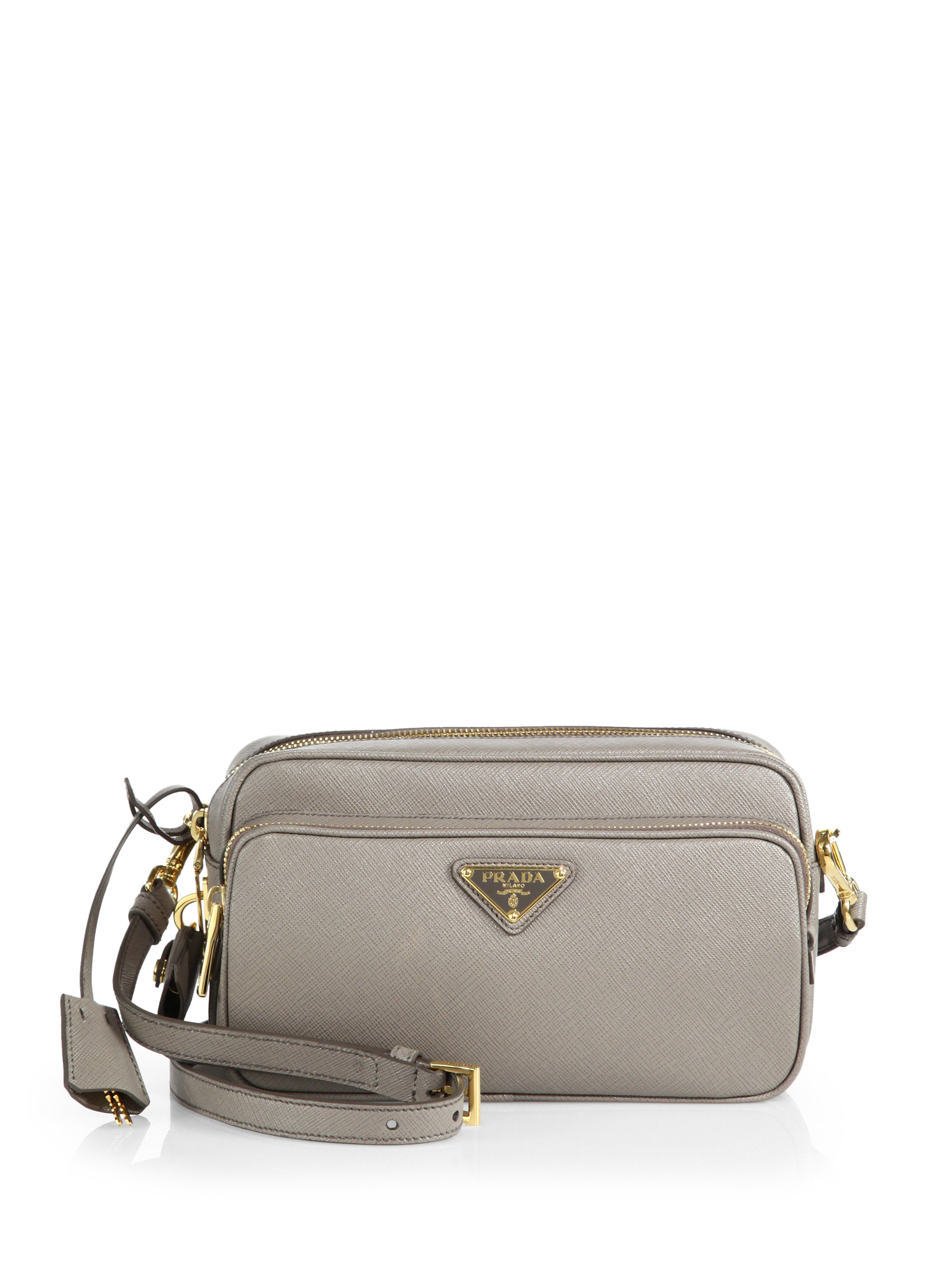 Prada Saffiano Lux Double-zip Crossbody Bag in Gray (ARGILLA-GREY ... Prada Saffiano Lux Double-zip Crossbody Bag in Gray (ARGILLA-GREY ...