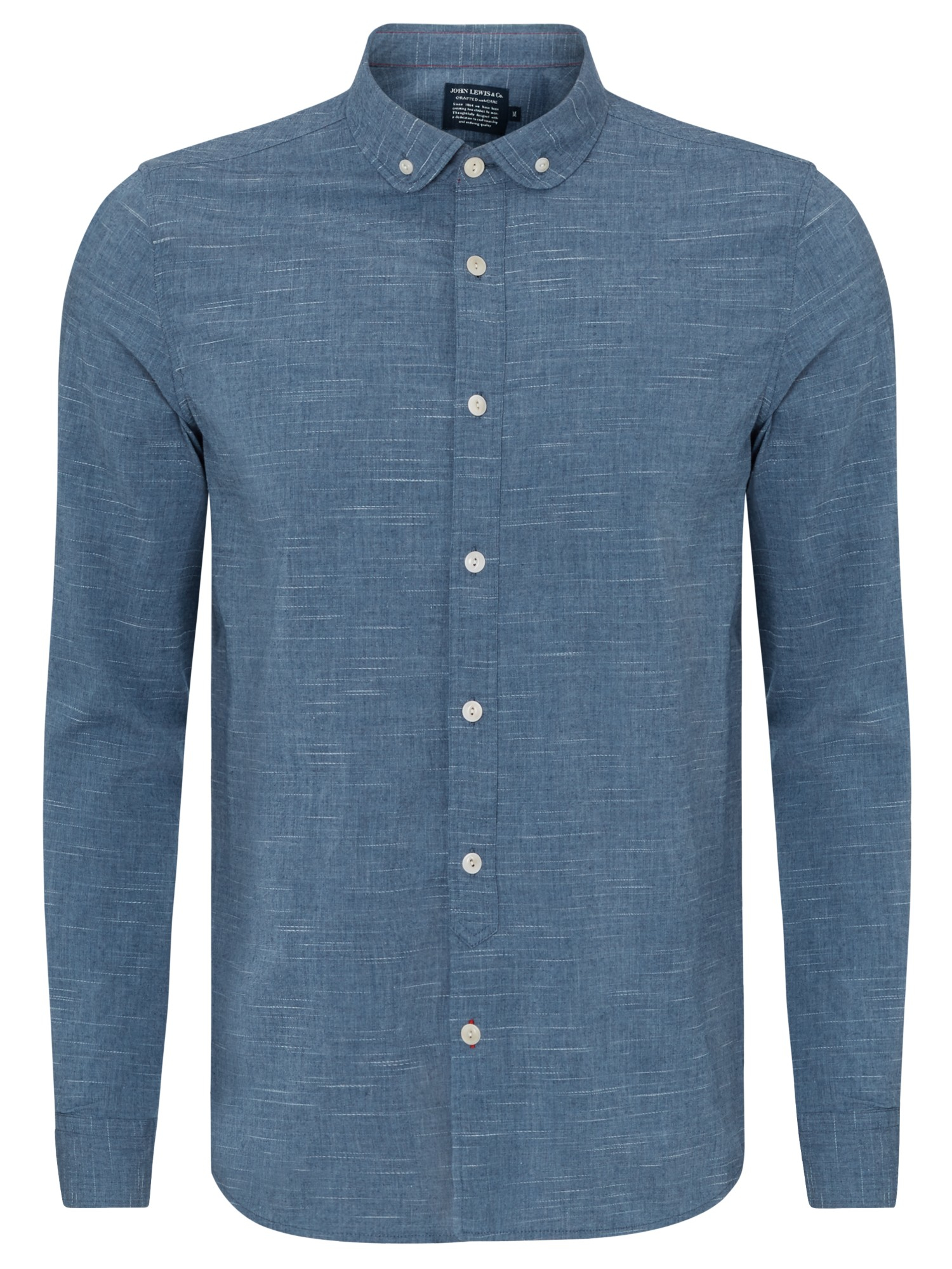 John lewis Long Sleeve Slub Cross-weave Shirt in Blue for Men | Lyst