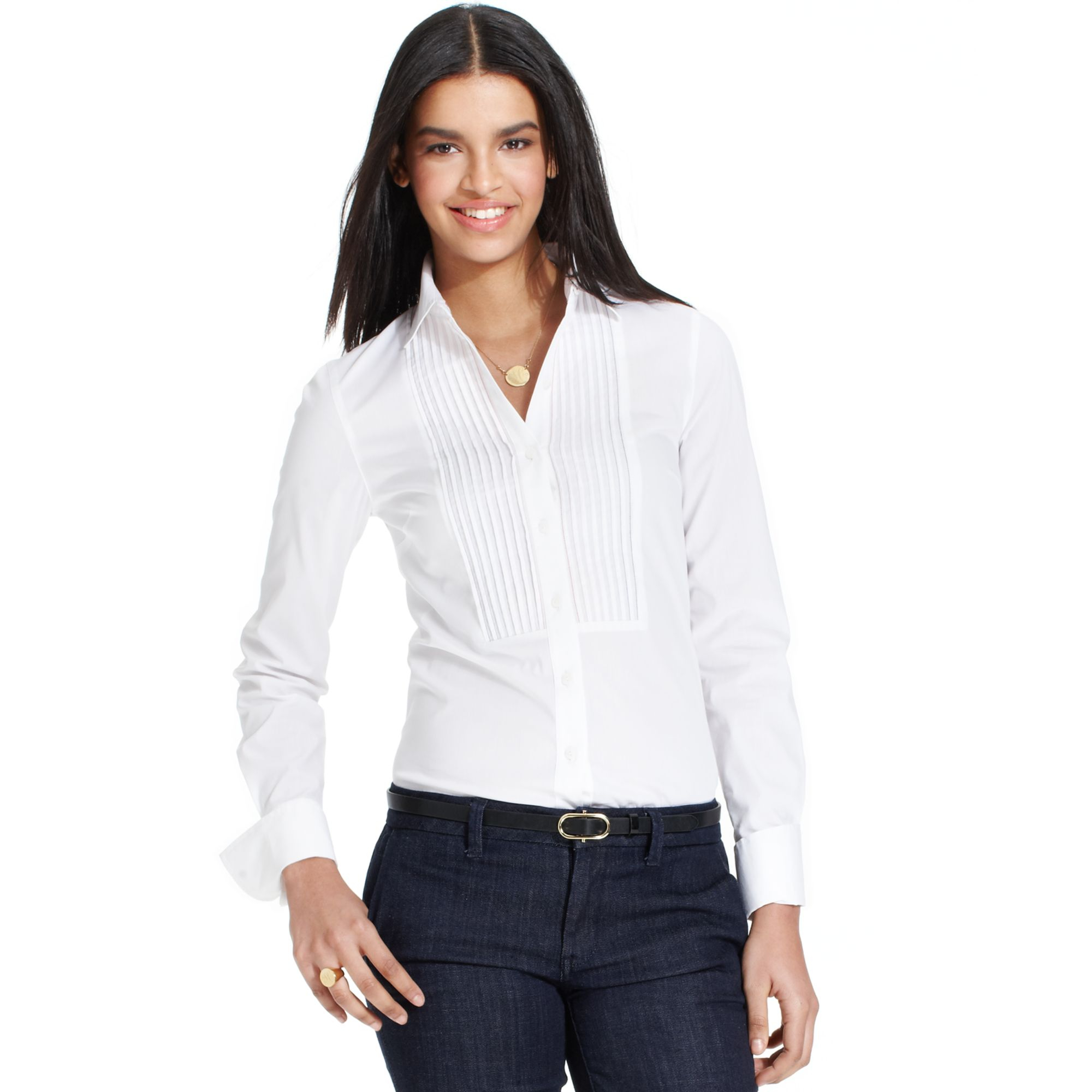 Womens White Tuxedo Blouse - Foto Blouse and Pocket Fensterdicht.Com