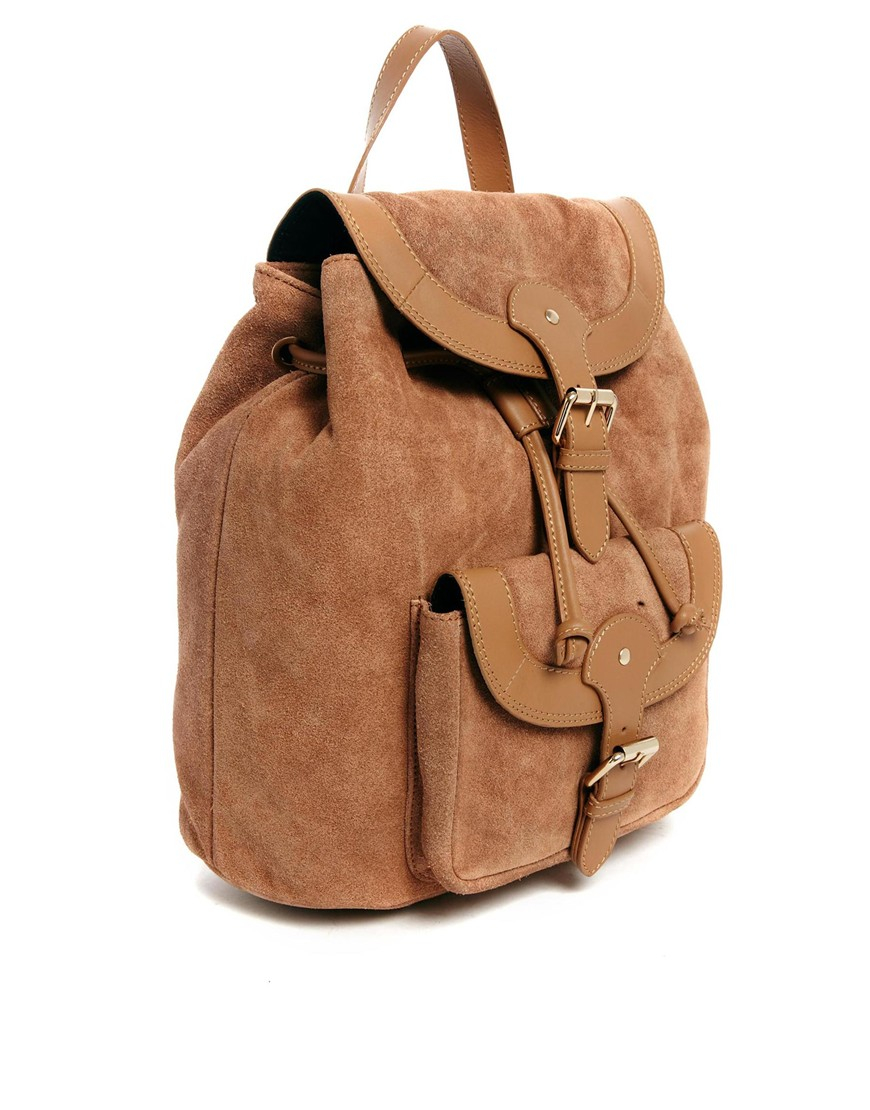 Lyst Asos Leather Vintage Style Backpack in Brown