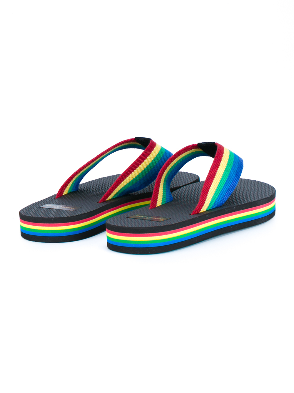 black rainbow flip flops womens