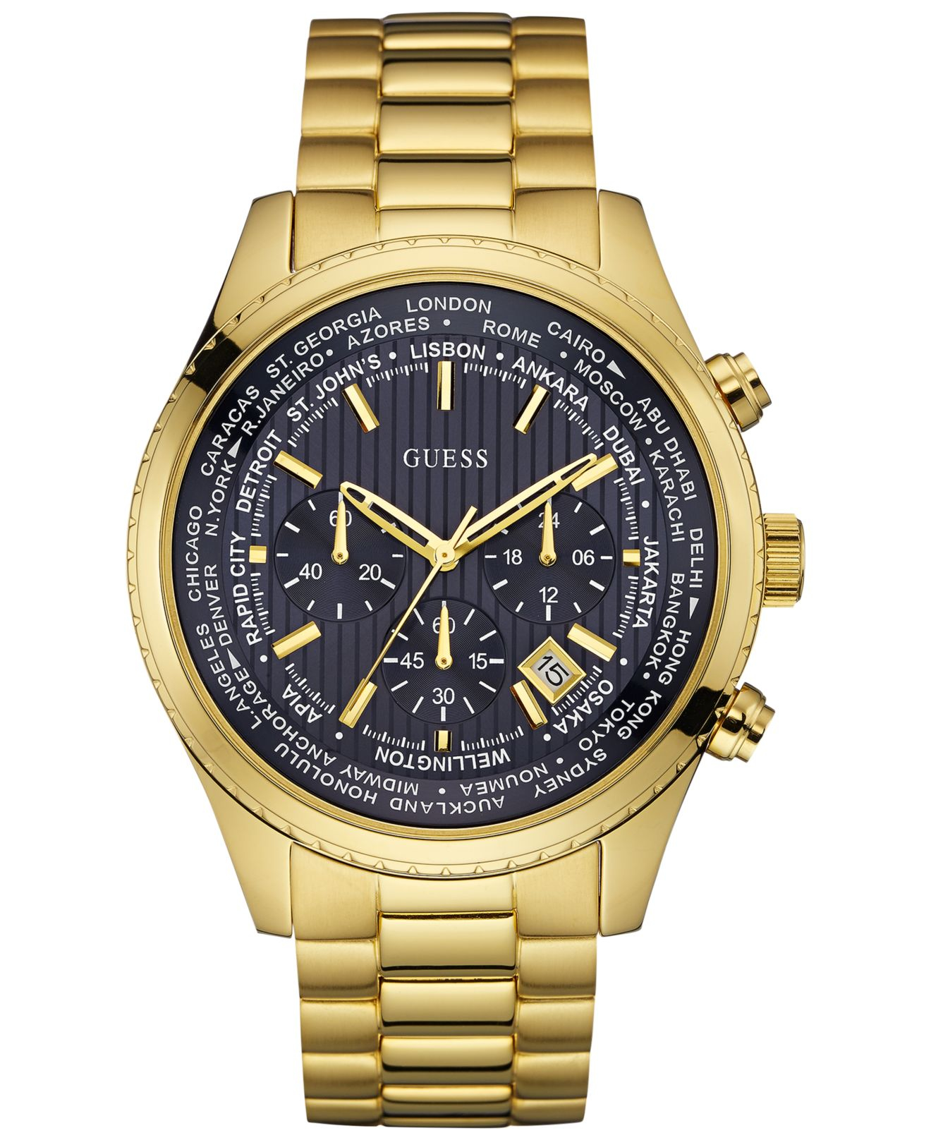 Guess Men's Chronograph Gold-tone Steel Bracelet Watch 46mm U0602g1 in ...
