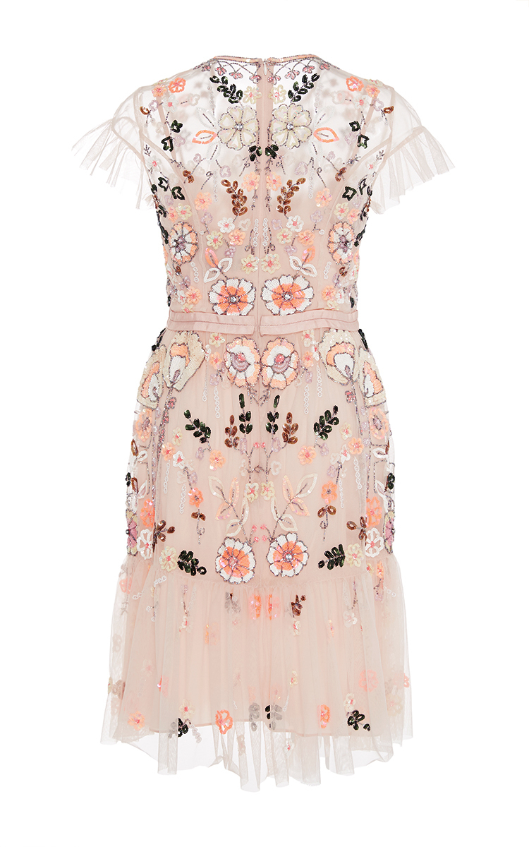 Needle & Thread Floral Embroidered Tiered Dress in Light Pink (Pink) Lyst