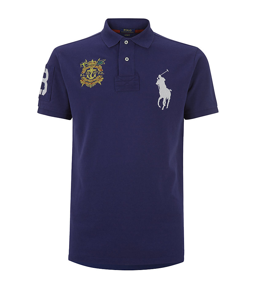 Polo ralph lauren Custom Fit Large Pony Crest Polo Shirt in Blue for ...