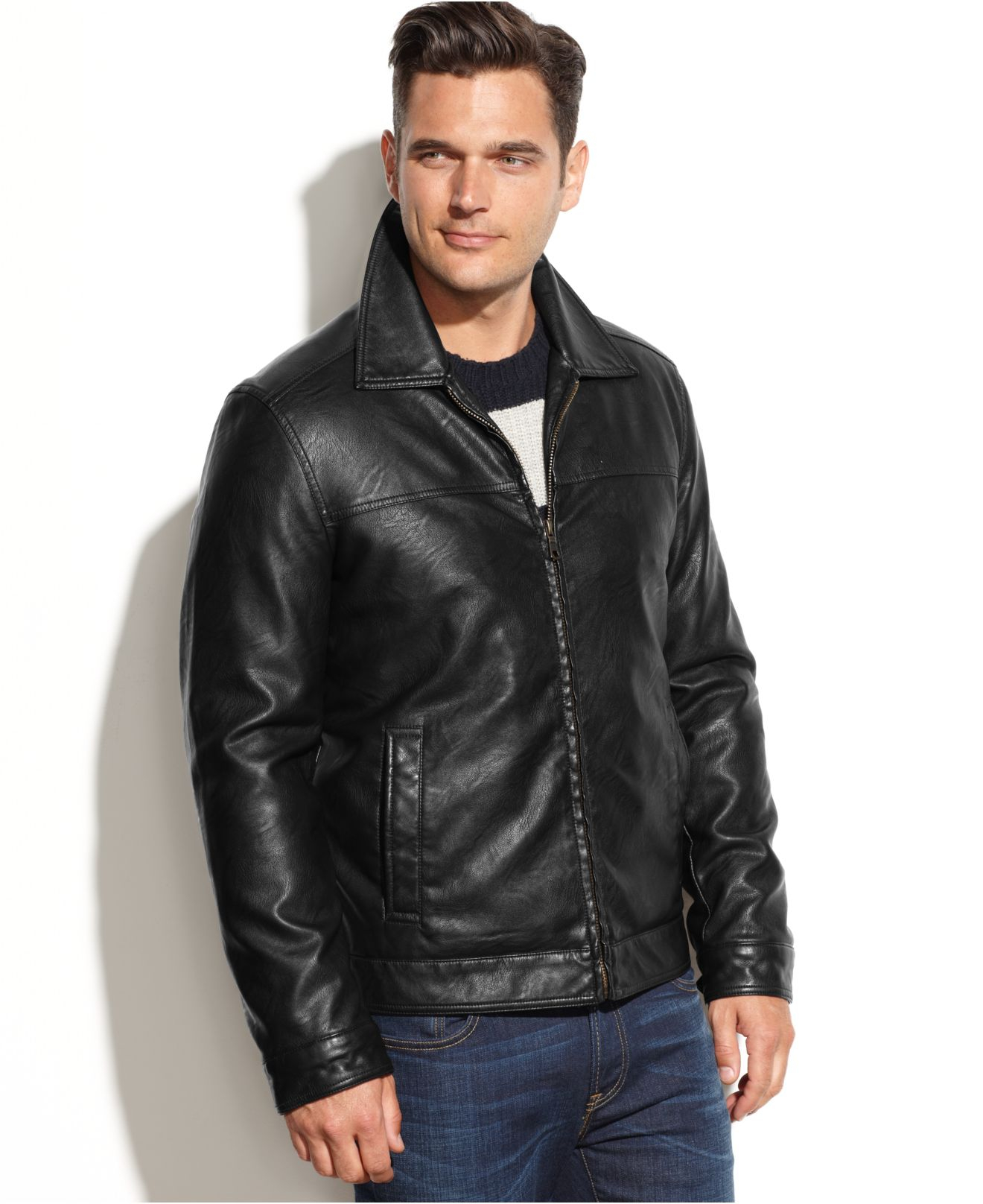 Tommy Hilfiger Classic Faux Leather Jacket In Black For Men Lyst Gallery