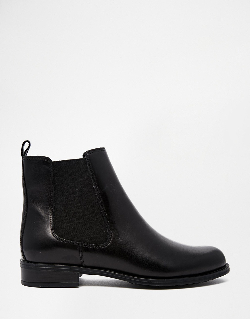 Dune Parry Black Leather Chelsea Flat Ankle Boots - Lyst