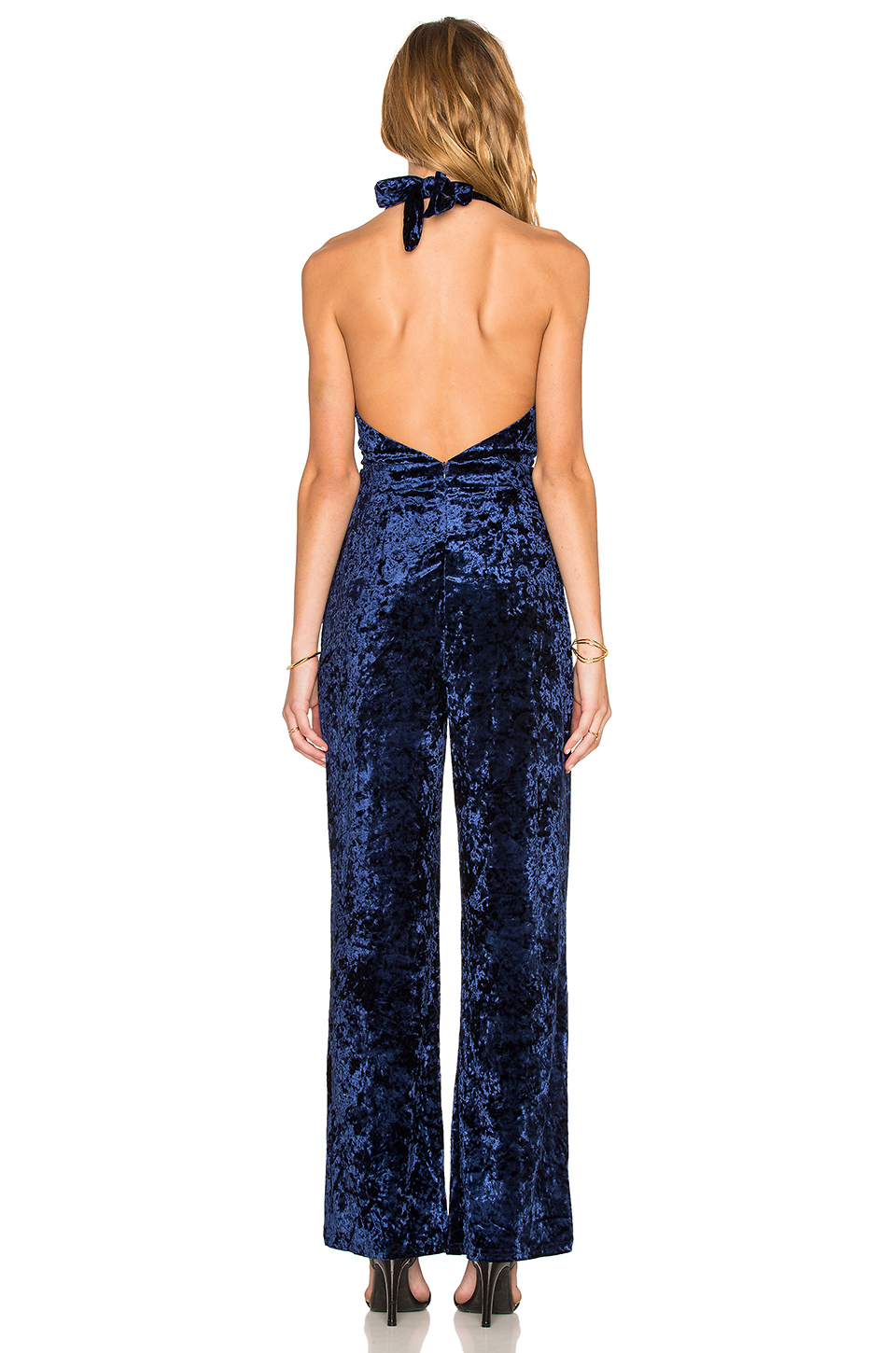 navy blue velvet jumpsuit