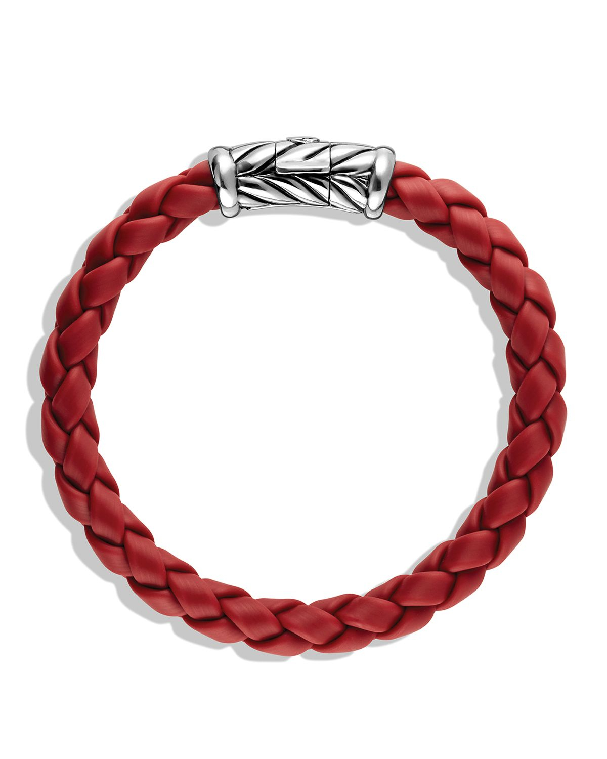 David Yurman Rubber Chevron Bracelet In Red in Silver (Metallic) for