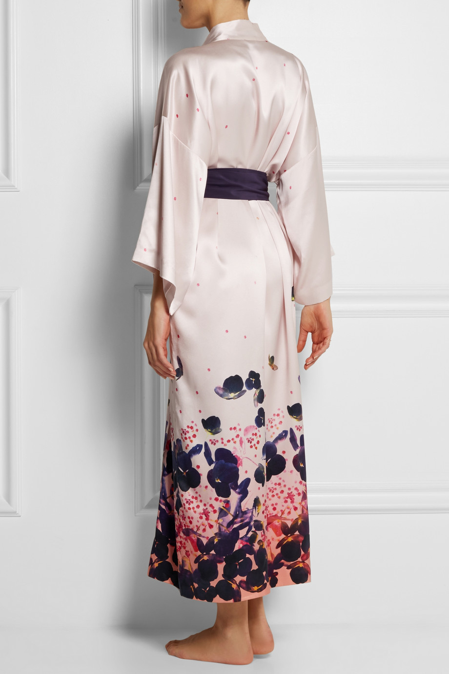 Lyst - Olivia Von Halle Queenie Misora Printed Silk-Satin Robe in Pink