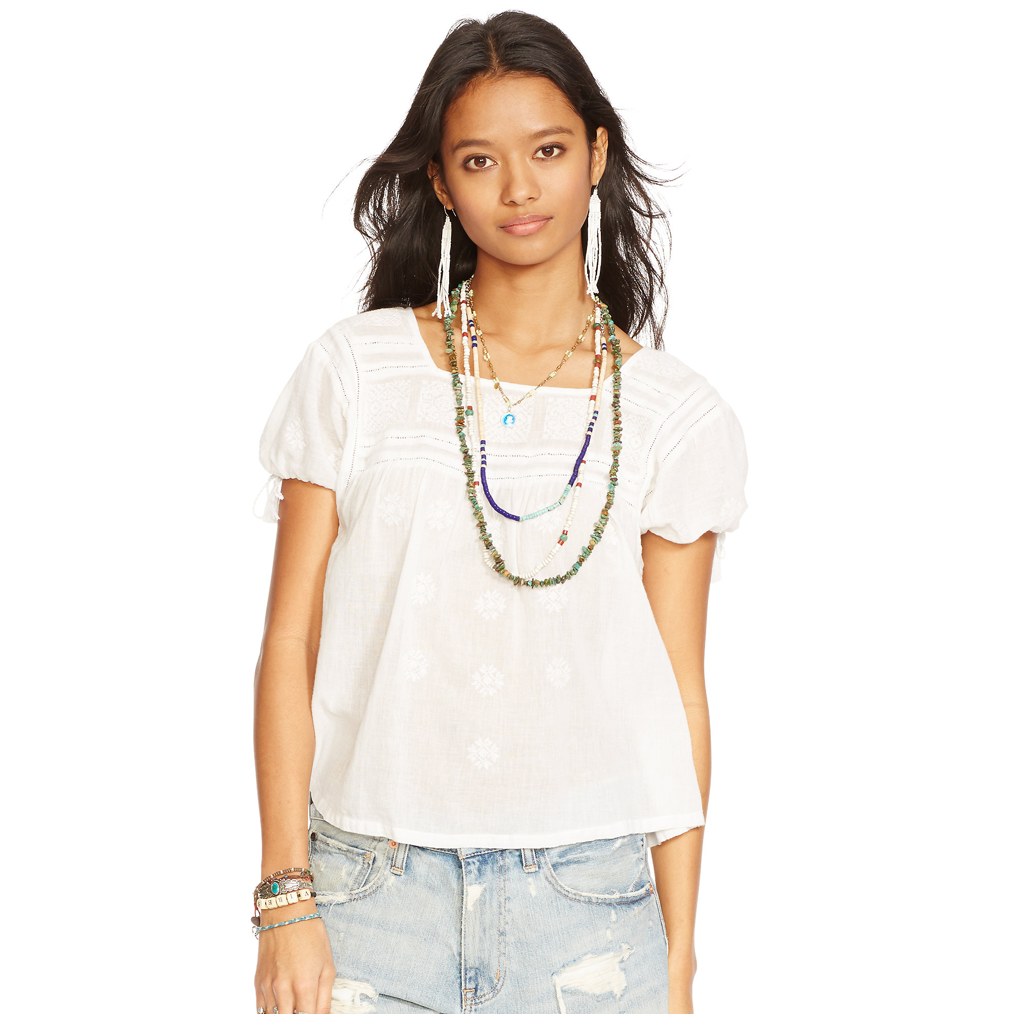 Denim & supply ralph lauren Gauze Squareneck Top in White Lyst