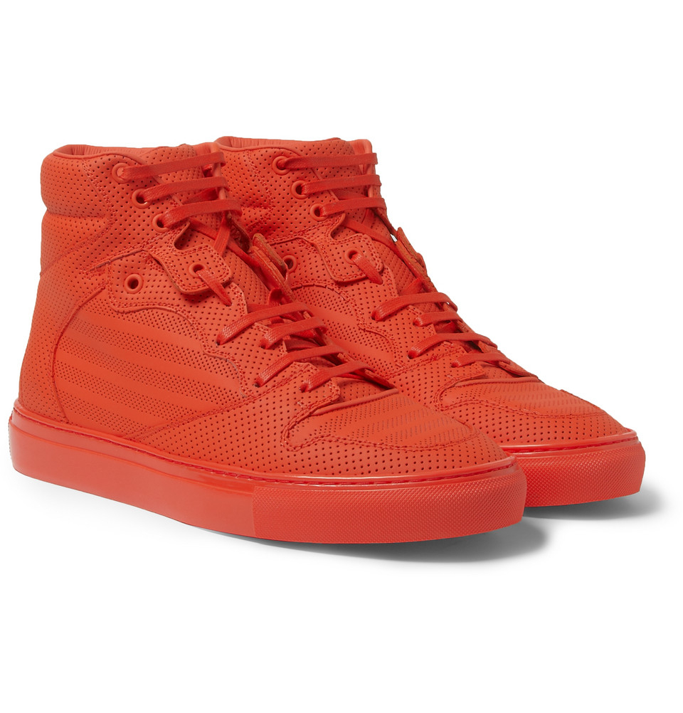 Balenciaga Pleated HighTop Sneakers in Red for Men Lyst
