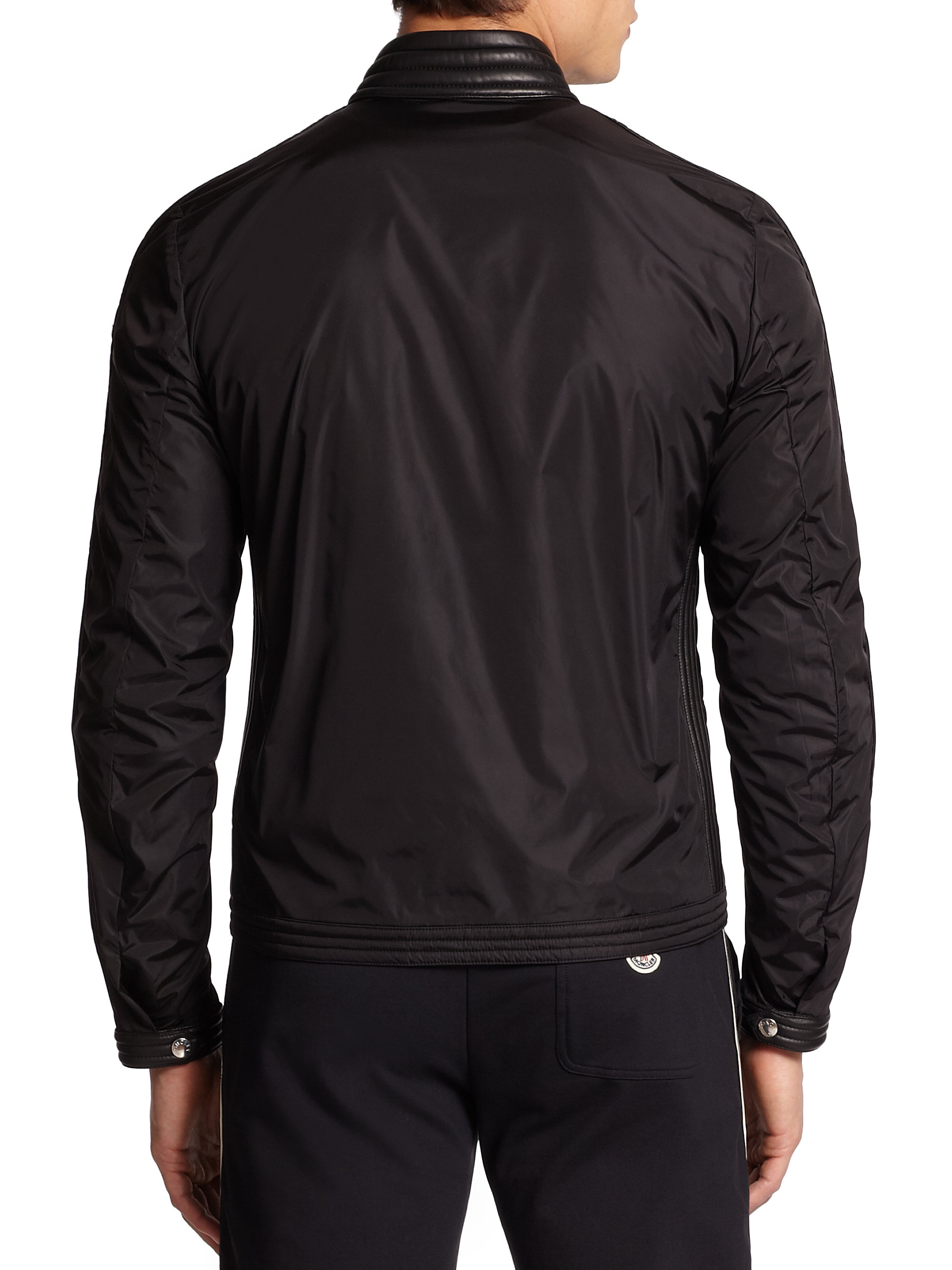 moncler daquin quilted front-zip nylon moto jacket black moncler daquin quilted front-zip nylon moto jacket black