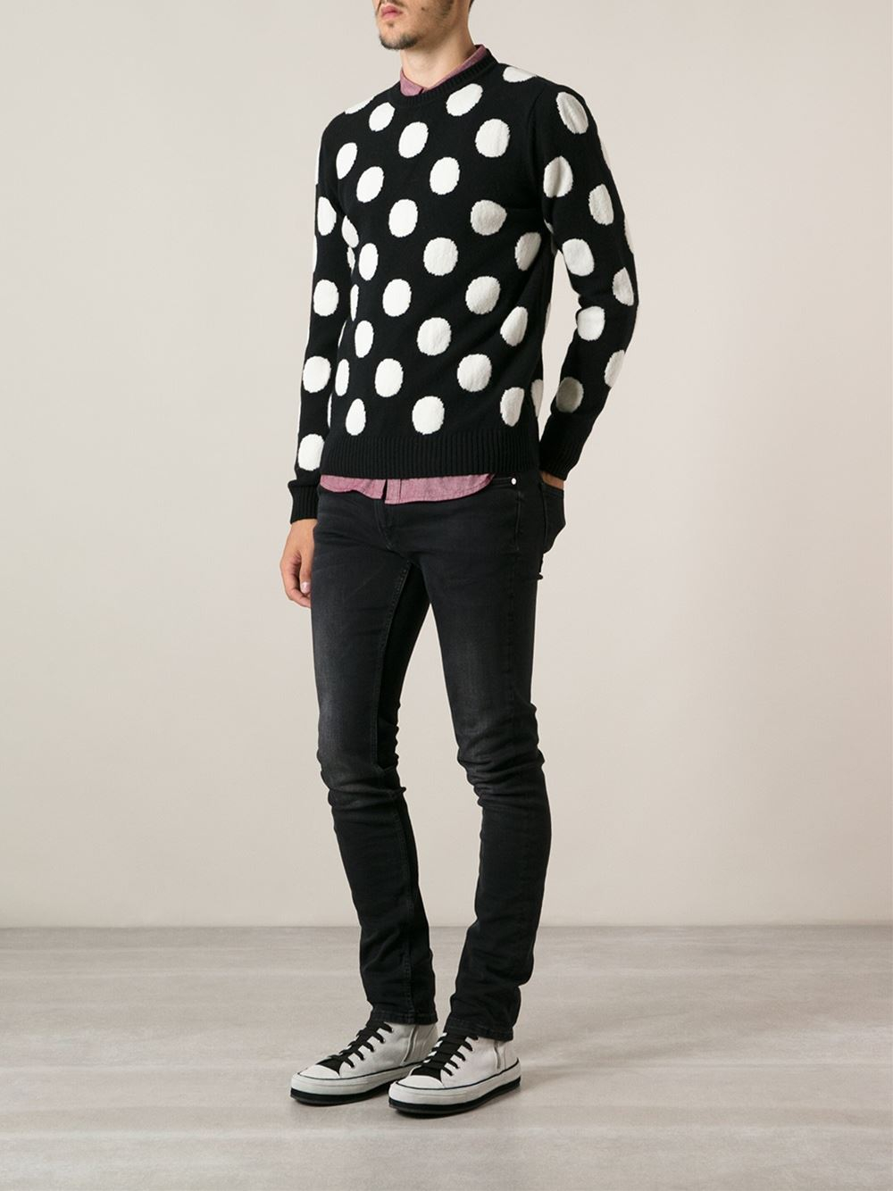 AMI Polka Dot Sweater in Black for Men ...
