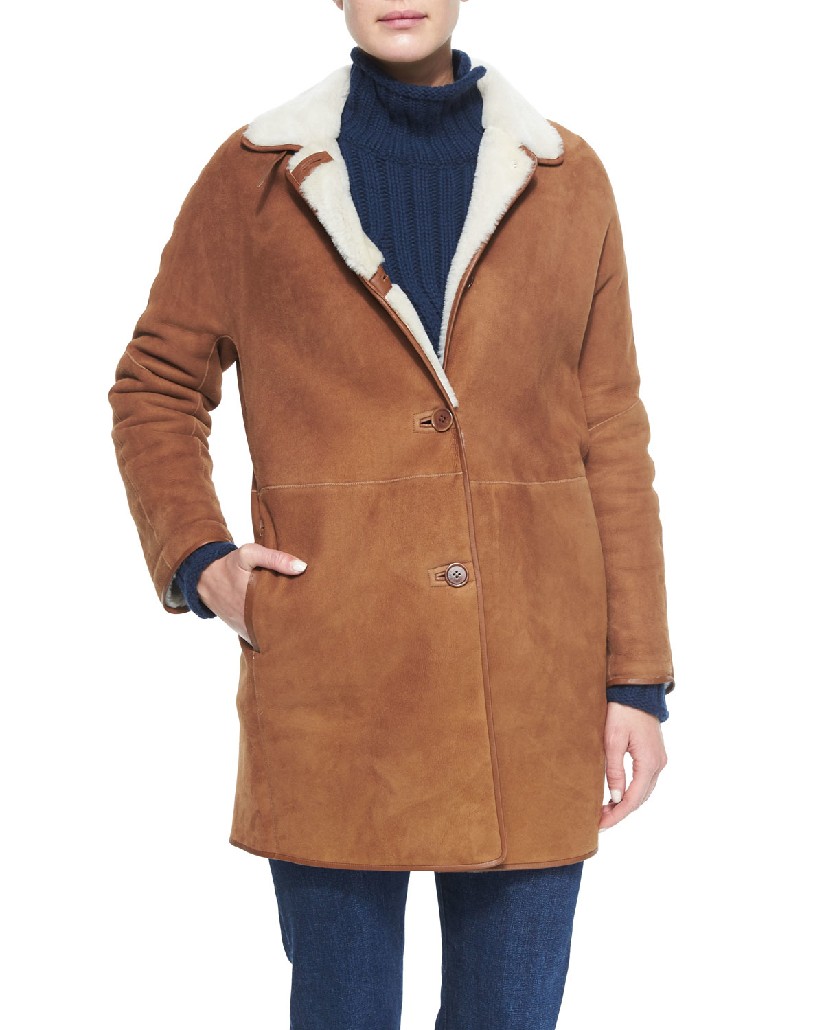 Loro Piana Spencer Shearling Fur Coat in Brown - Lyst
