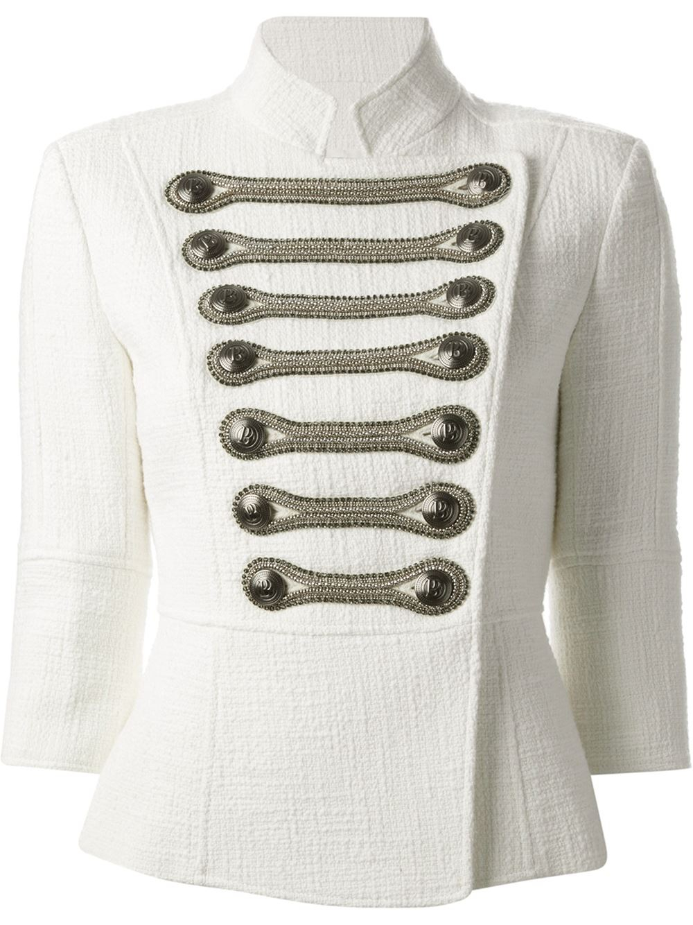 Balmain Embellished Military Jacket in White Lyst