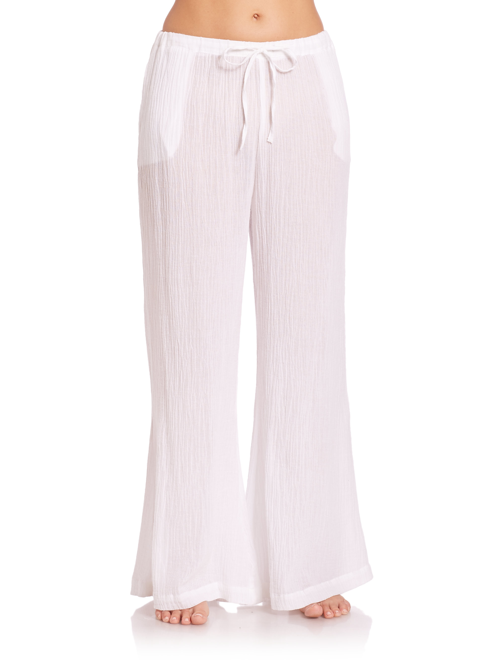 white cotton palazzo pants