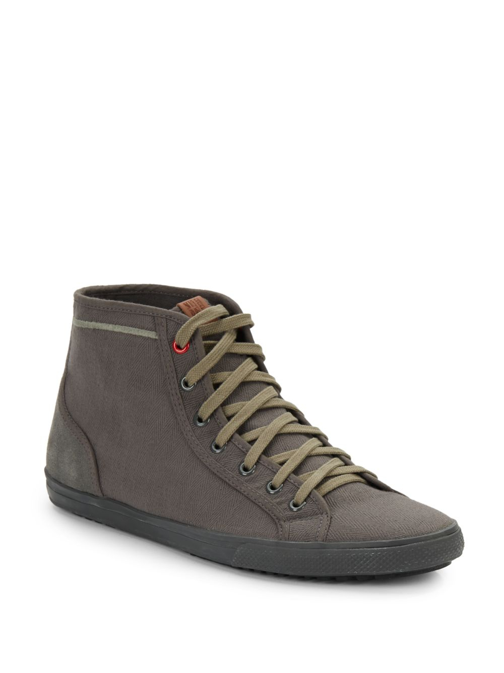 Ben Sherman Conall Leather-Trimmed Twill High-Top Sneakers in Grey ...