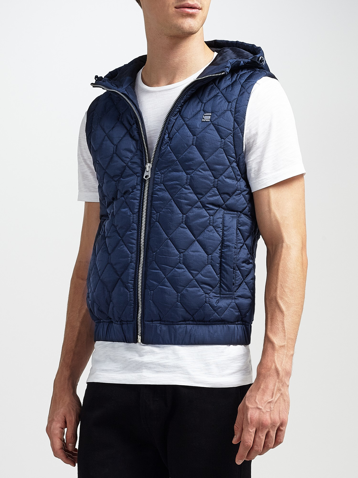 G-Star RAW Synthetic Meefic Quilted Hooded Gilet in Blue for Men - Lyst