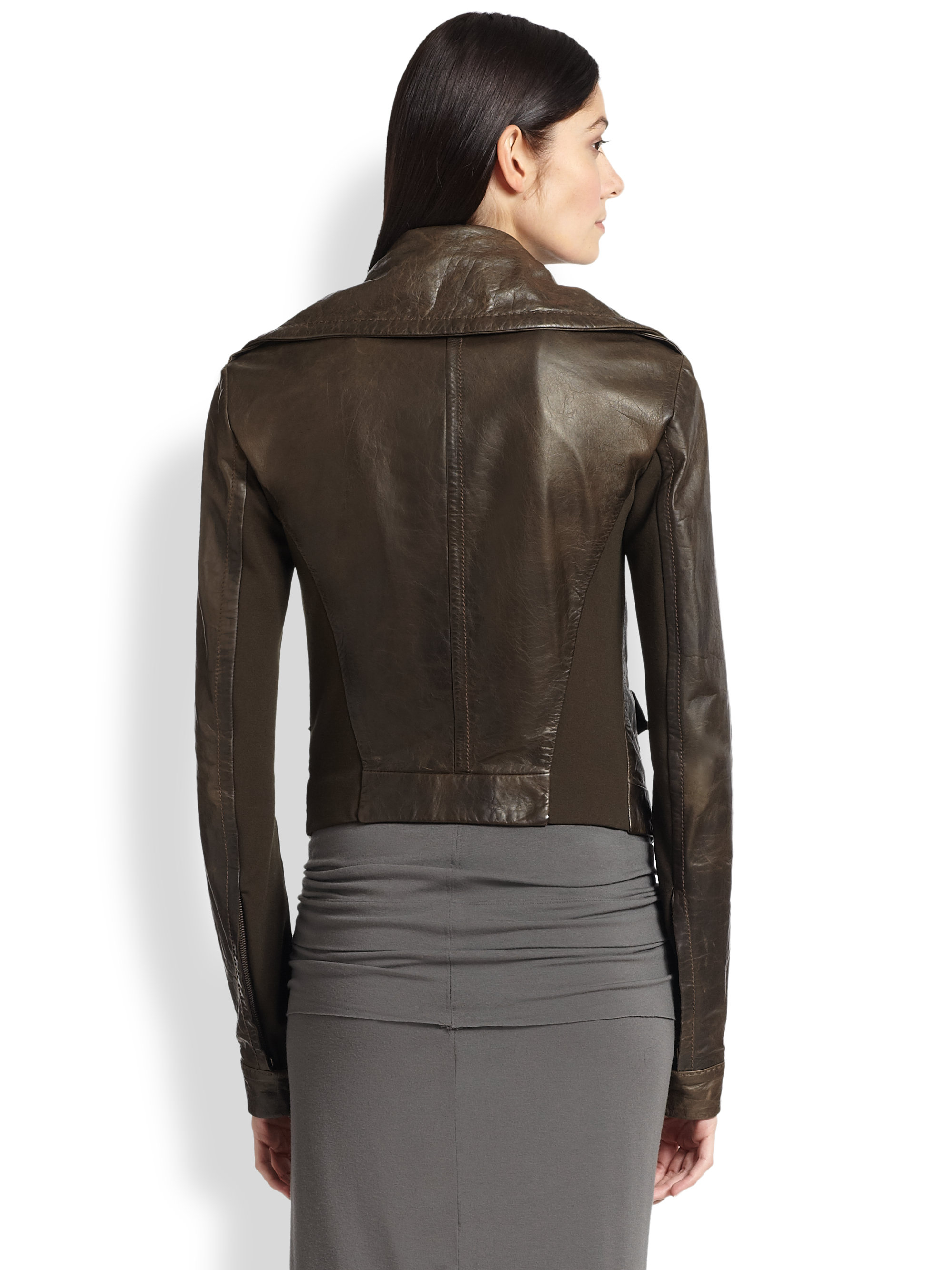 Donna Karan Brown Leather Moto Jacket