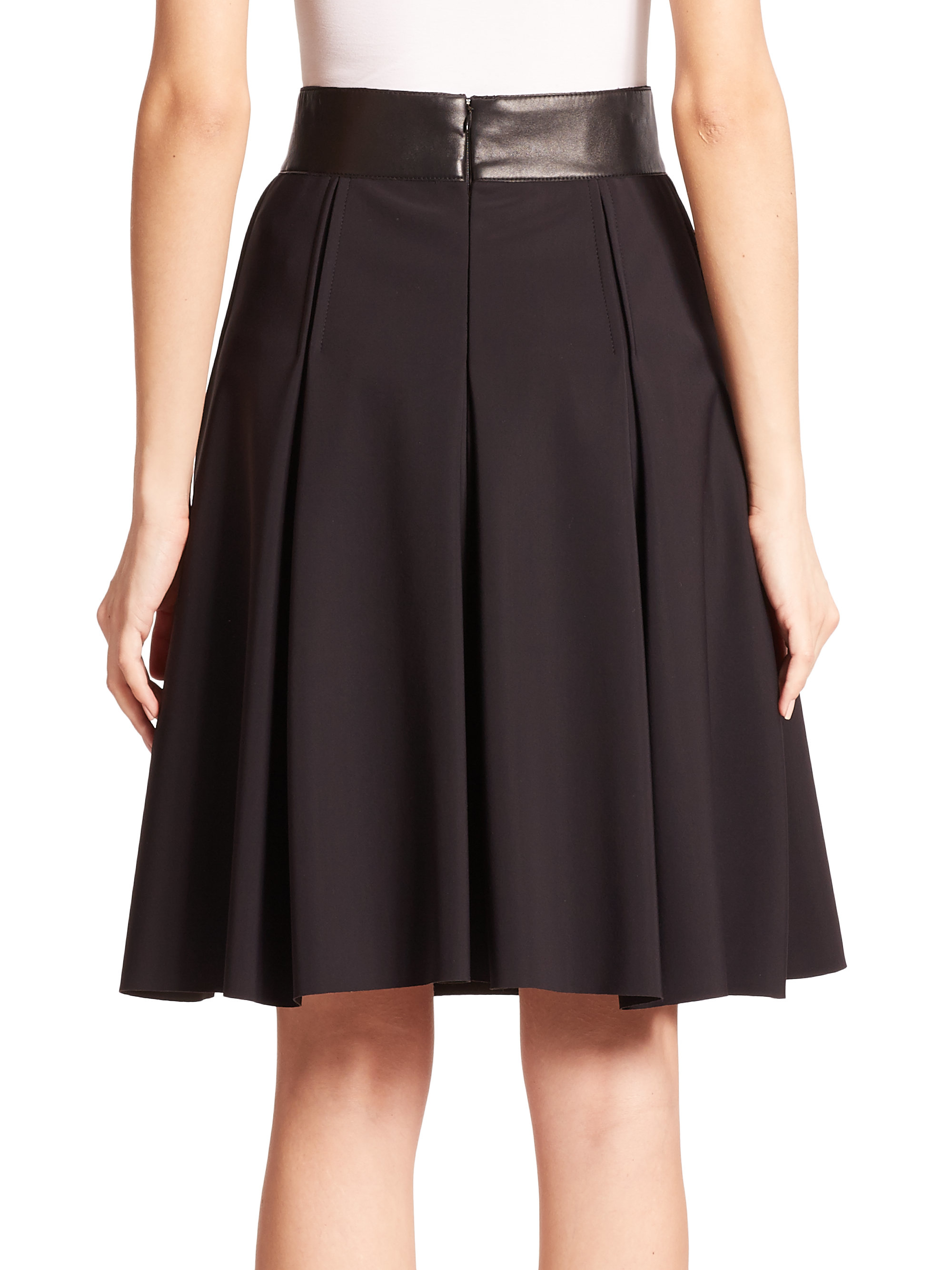 Lyst - Akris Punto Neoprene High-waist Pleated Full Skirt in Black