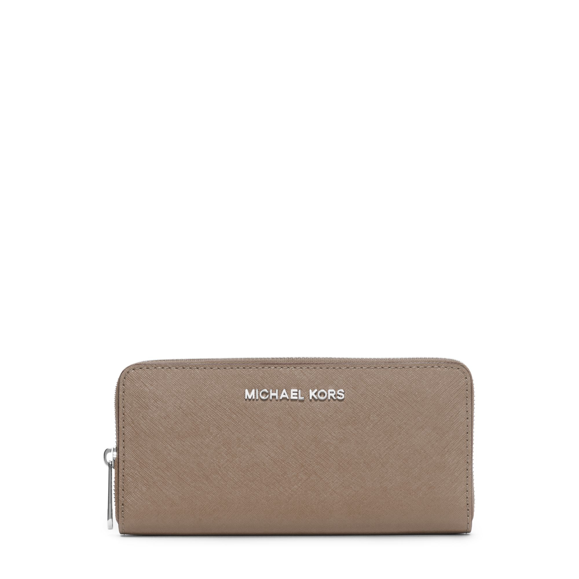 Michael Kors Jet Set Travel Saffiano Leather Continental Wallet in Brown |  Lyst